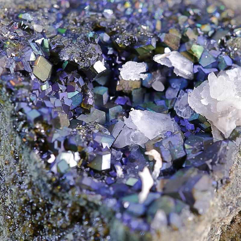 Iridescent Andradite Garnets – “Northern Ligths” Cluster (Landfalltjern, Drammen)